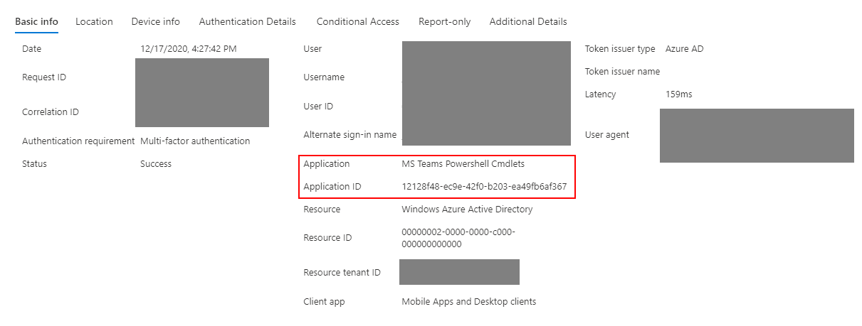 MS Teams module sign-in entry